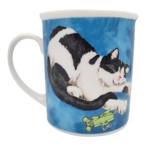 Vintage Black and White Cat Mug Sploot Kitty Connie Williams 1998 Pet Parent
